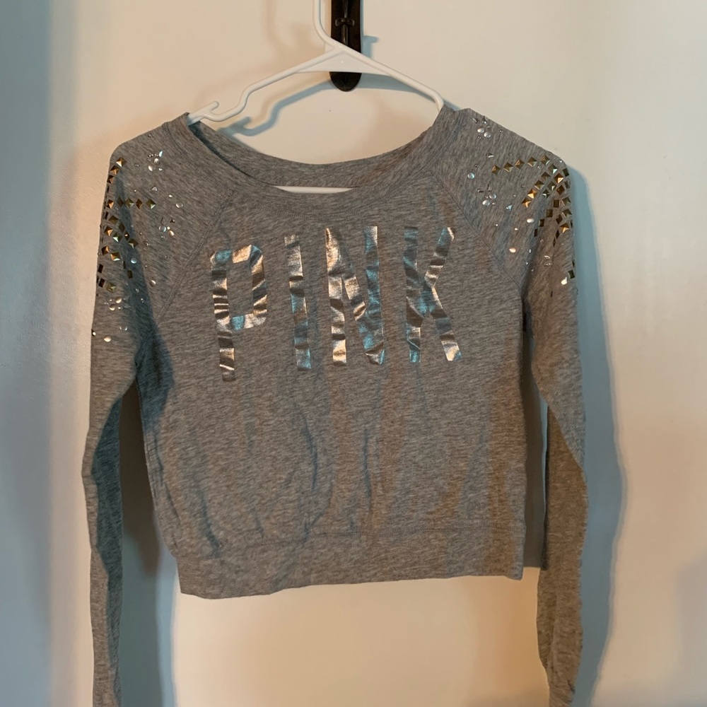 Pink long sleeved crop top